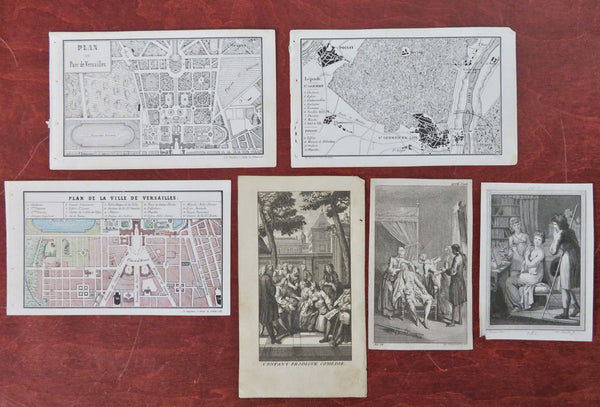 Versailles garden ground plans maps 1770-1858 lot x 6 rare prints Chodowieck