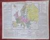 Europe Congress of Vienna German Confederation 1821 M. Carey lg. hand color map