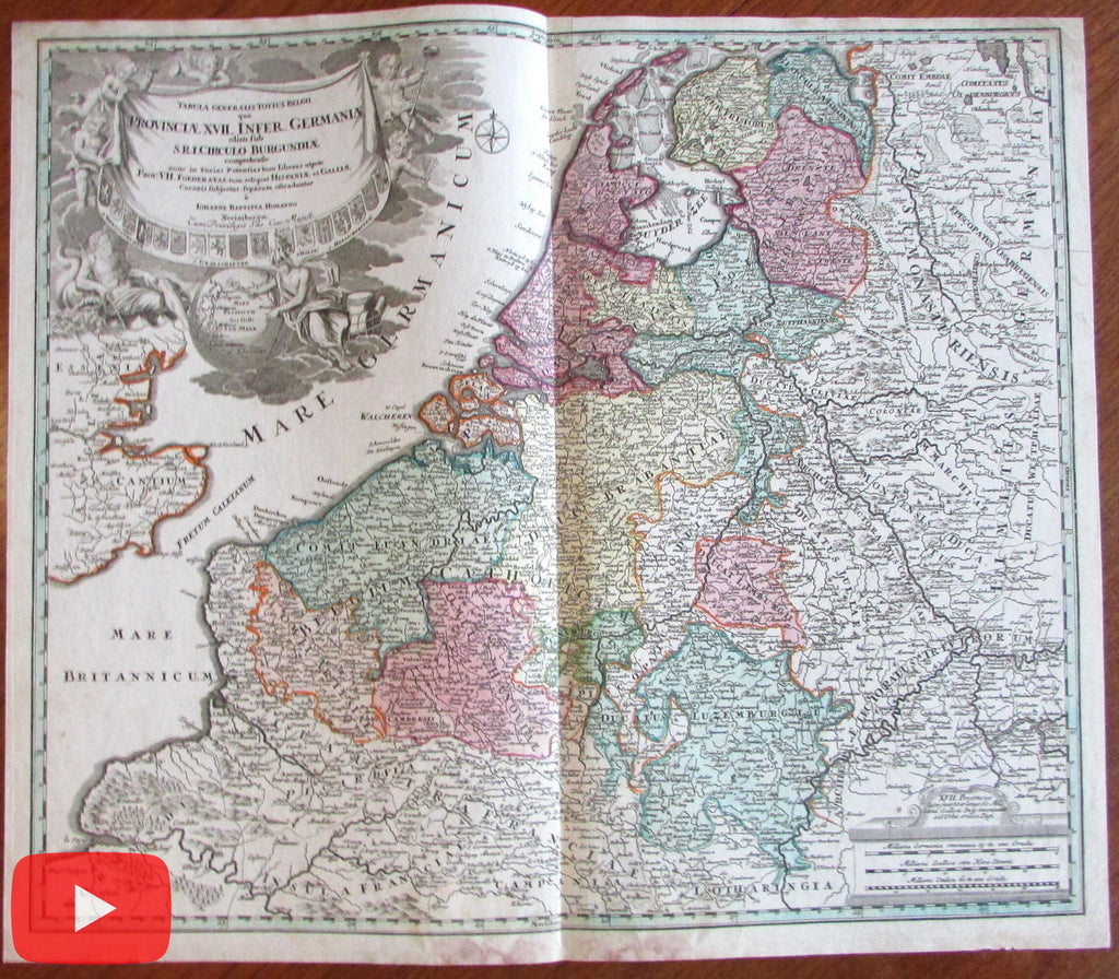 Holland Netherlands Provinces Luxembourg Low Countries c.1720 old color map