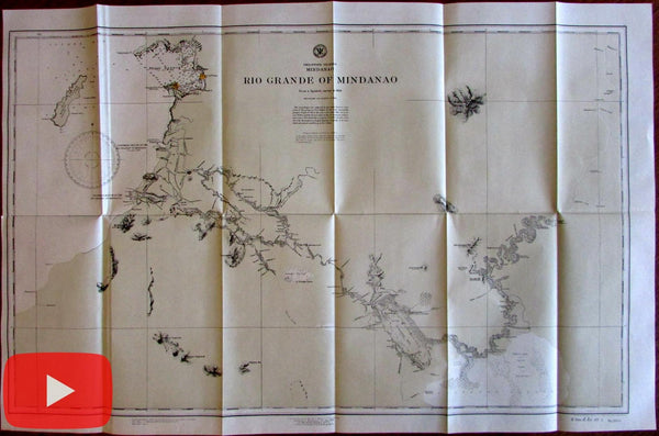 Philippine Islands Mindanao Rio Grande harbor 1902 detailed nautical chart map