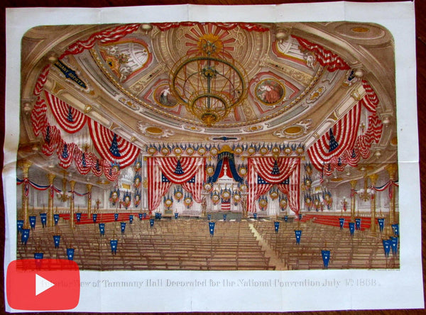 NYC Tammany Hall interior 1868 Democratic Convention print racism politics