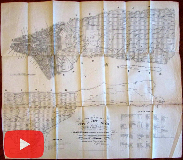 New York City plan 1853 Hayward lithographed map urban political legislature
