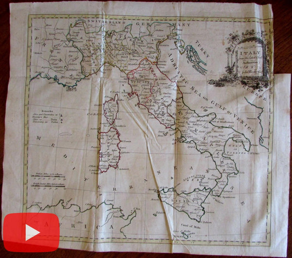 Italy Italia c.1771 decorative scarce large folding Barber map Borri #248