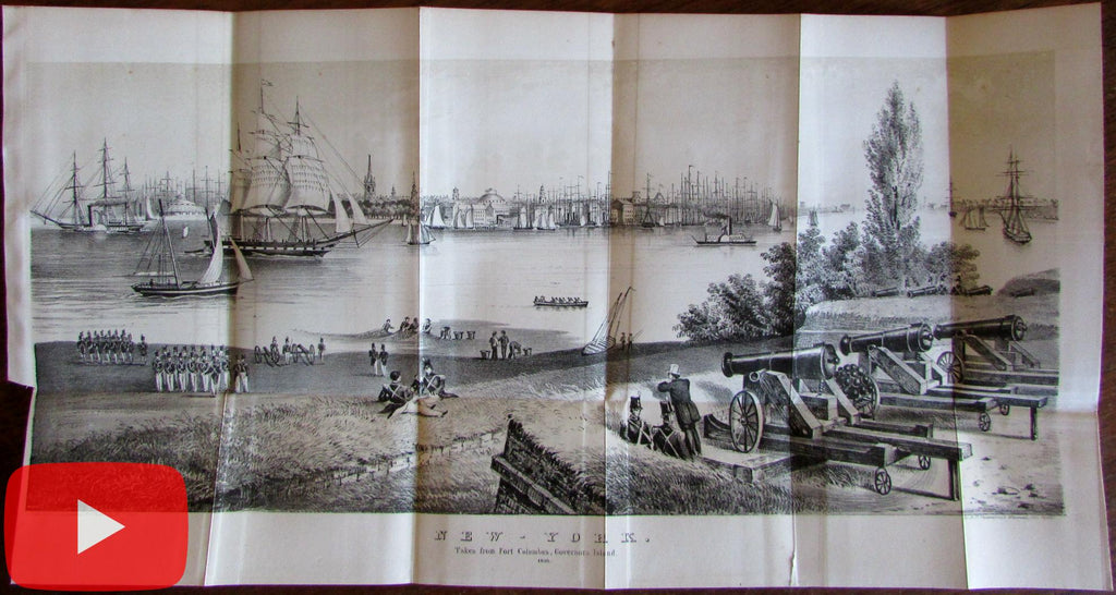 New York City in 1816 lovely early urban harbor view 1860 Hayward litho print