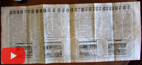 Paris France Chatelain 1720 Versailles Mendon St. Germaine views genealogy print