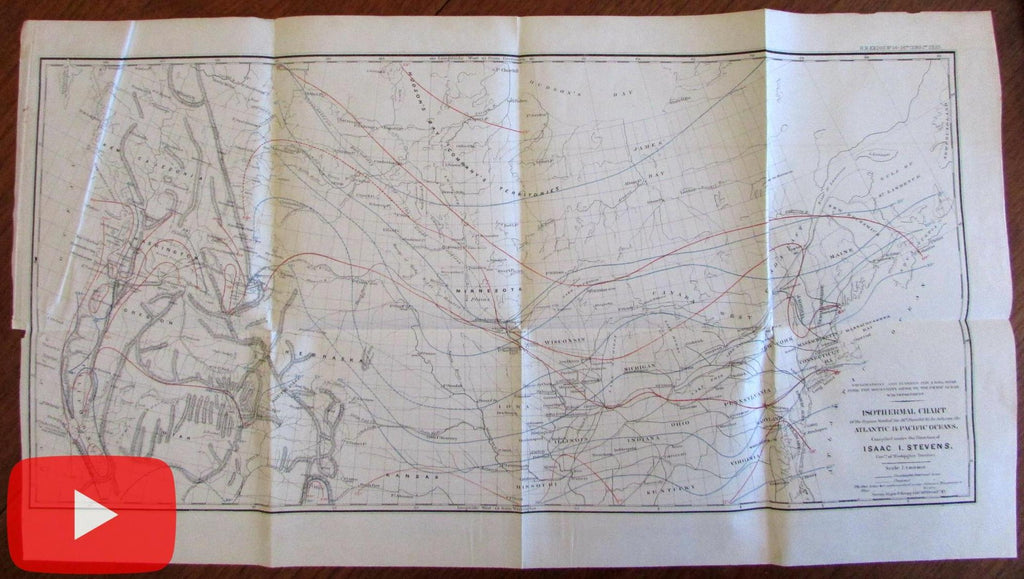 Isothermal Chart c.1859 Gov. I. Stevens map American West weather patterns