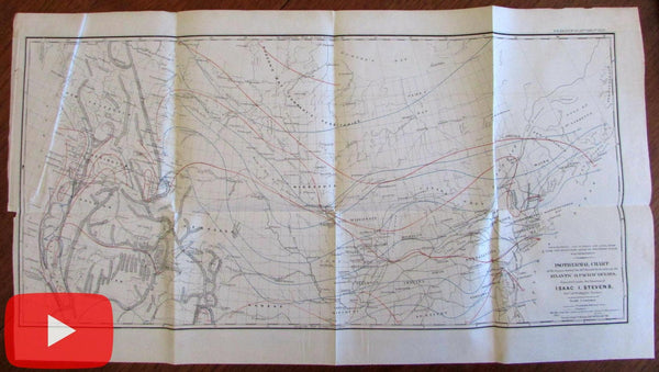 Isothermal Chart c.1859 Gov. I. Stevens map American West weather patterns