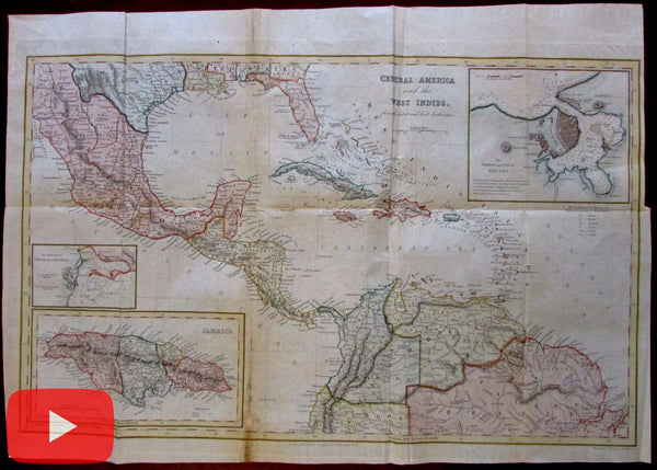Caribbean Central America Havana Cuba city plan 1846 large bond paper map