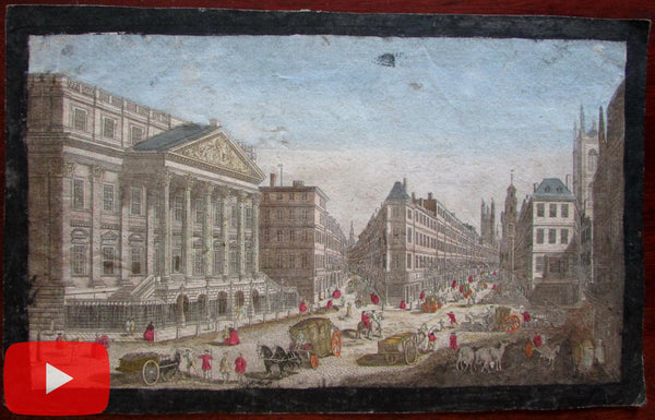 London England Mansion House active street view c.1760 Vue d'optique print